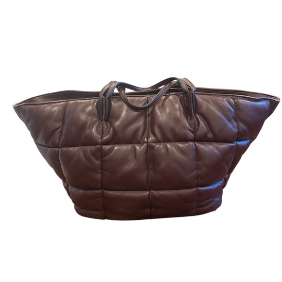 AllSaints Quilted Brown Genuine Leather Tote Bag - Picture 7 of 12
